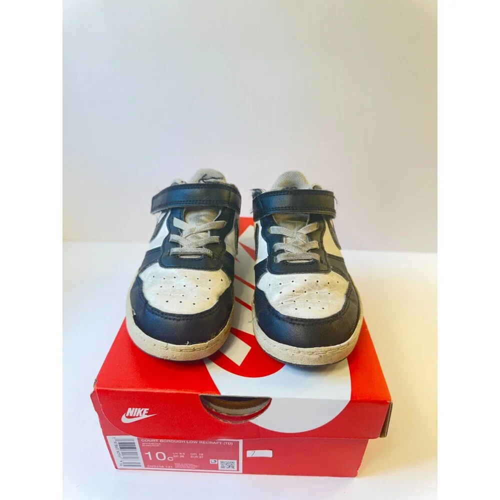 Nike Baby/Toddler Court Borough Low Recraft Shoes, White/Black, 10C